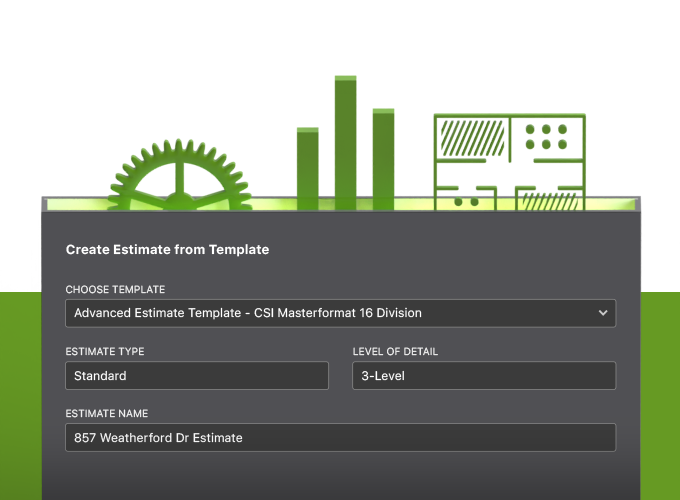 Constuction Estimate Templates are completely customizable in UDA's construction estimating software 