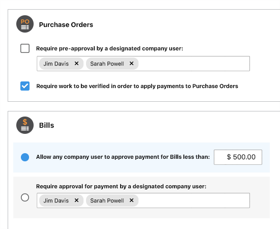 Construction PO Settings | Construction Purchase Order Management Software | UDA ConstructionOnline | POs & Bills